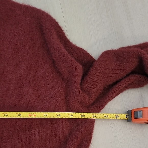 QIXING Women Long Line Open Cardigan Size S Red Maroon Soft Stretch Pockets - Picture 10 of 13